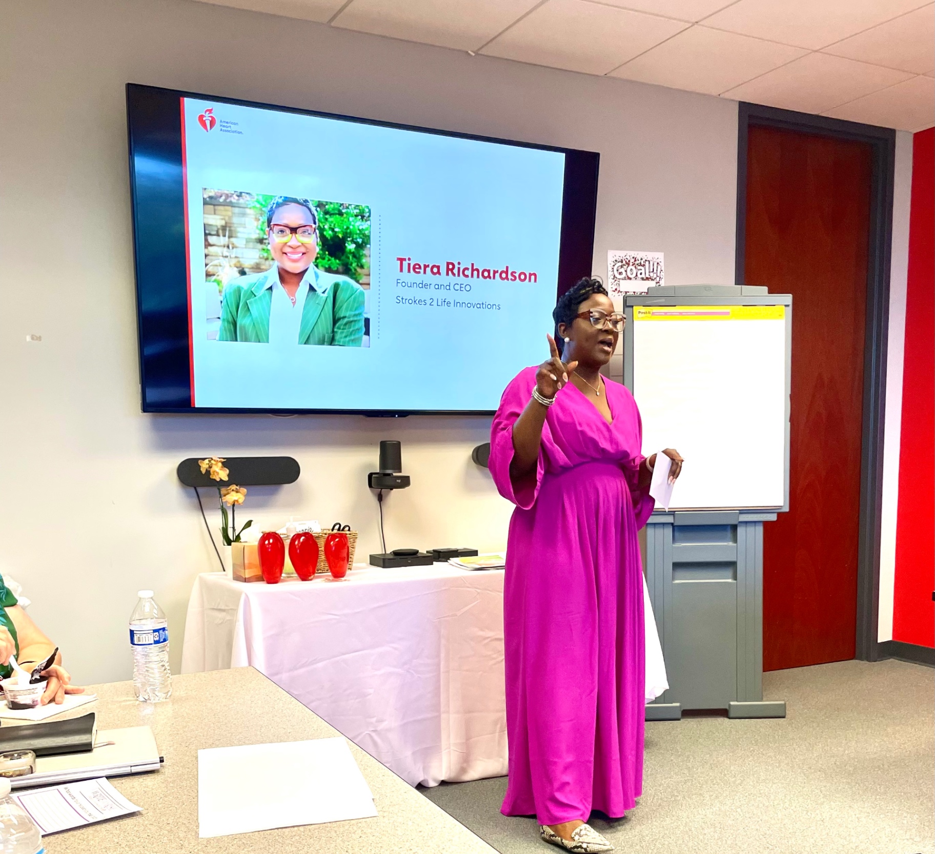Tiera Richardson speaking at an American Heart Association event